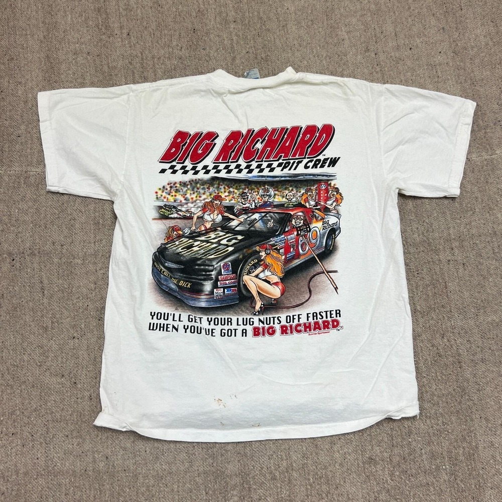Vintage Big Richard Shirt Mens Large White‎ 1990s USA Racing